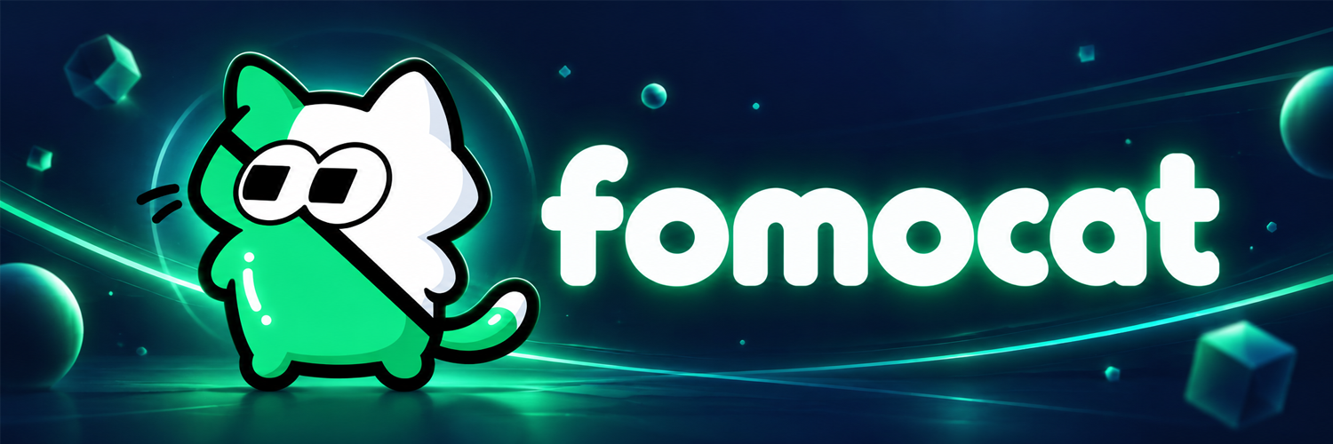 fomocat banner with the green-and-white cat and wordmark